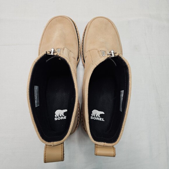 SOREL Joan Now Zip Front Leather Heel Boot Canoe- Black Women's Size 11 - Picture 6 of 12